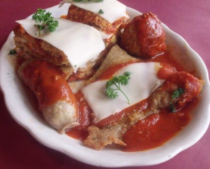 A generous sampling of our Lasagna, Veal Parmigiana, Eggplant Parmigiana, Meatball and Sausage with Mama's Sauce.